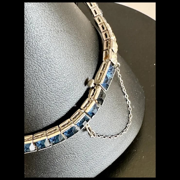 1920s Art Deco Sterling Paste Bracelet - 9