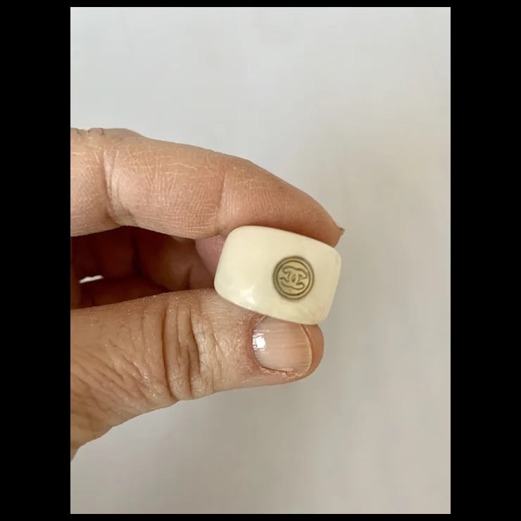 Chanel White Resin Ring, Size 6.5 - 4
