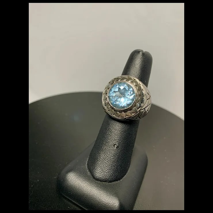 Sterling Blue Topaz Ring, Size 6.5 - 11