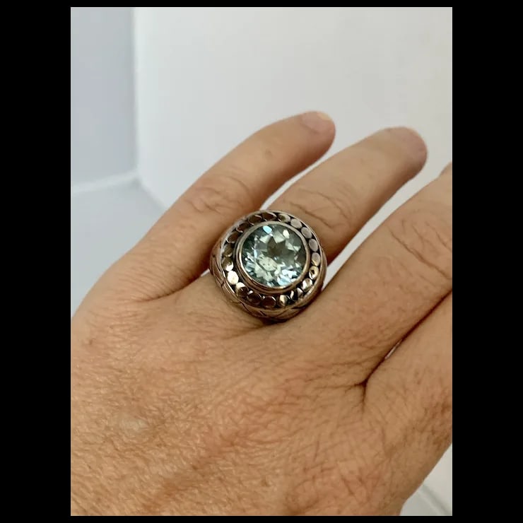 Sterling Blue Topaz Ring, Size 6.5 - 3