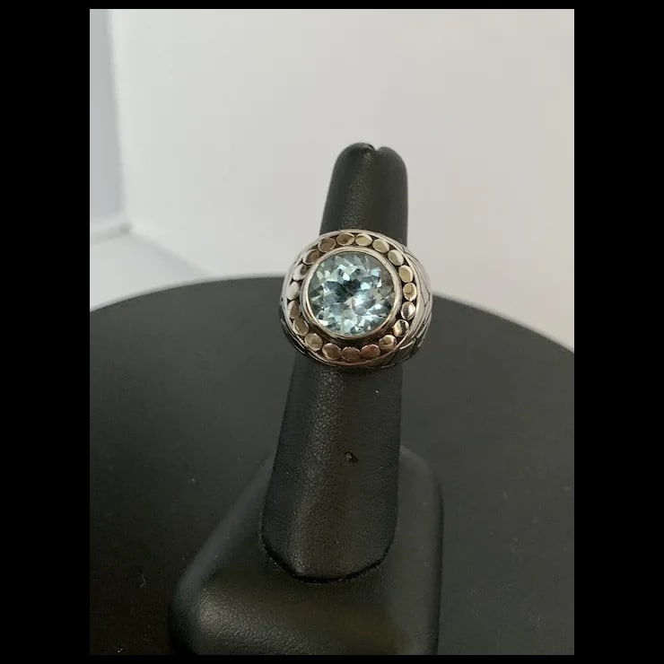 Sterling Blue Topaz Ring, Size 6.5 - 4