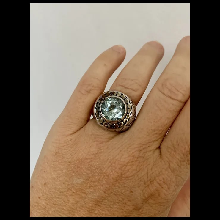 Sterling Blue Topaz Ring, Size 6.5 - 5