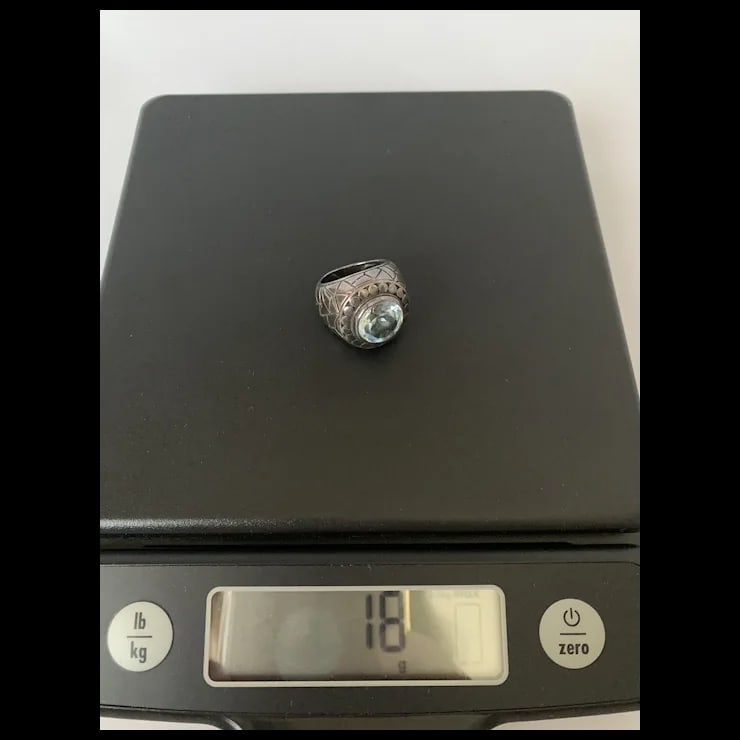 Sterling Blue Topaz Ring, Size 6.5 - 6