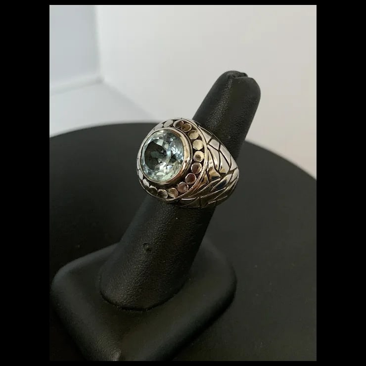 Sterling Blue Topaz Ring, Size 6.5 - 7