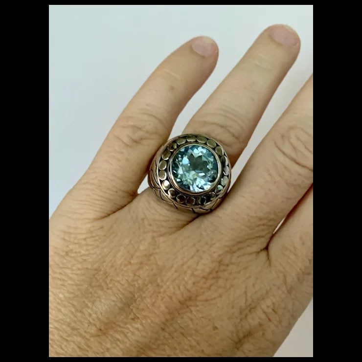 Sterling Blue Topaz Ring, Size 6.5 - 9