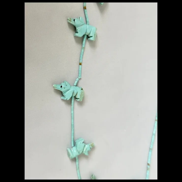 Late 20th Century Zuni Turquoise Fox Fetish Necklace - 10