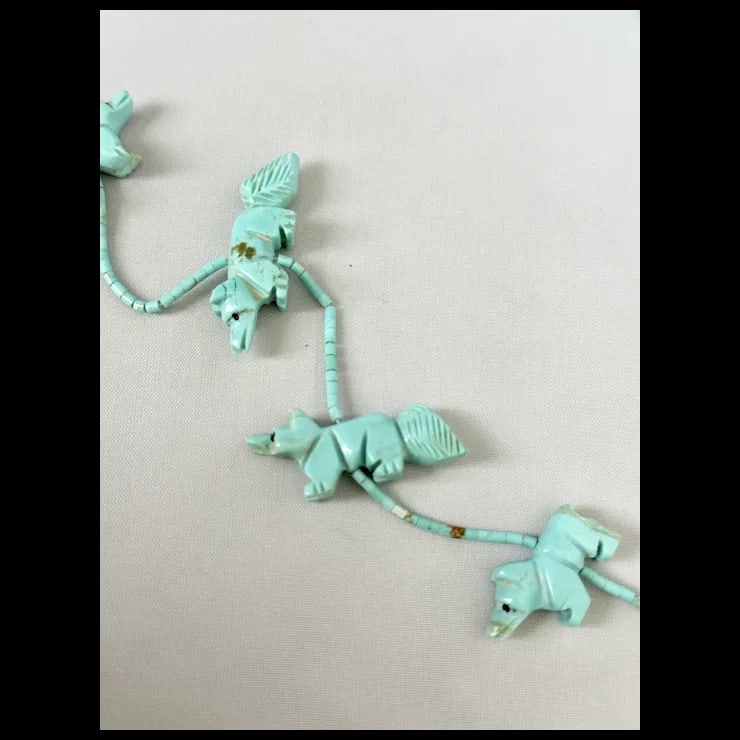 Late 20th Century Zuni Turquoise Fox Fetish Necklace - 7
