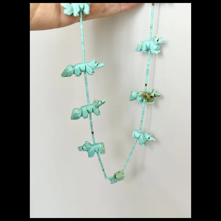 Late 20th Century Zuni Turquoise Fox Fetish Necklace - 8