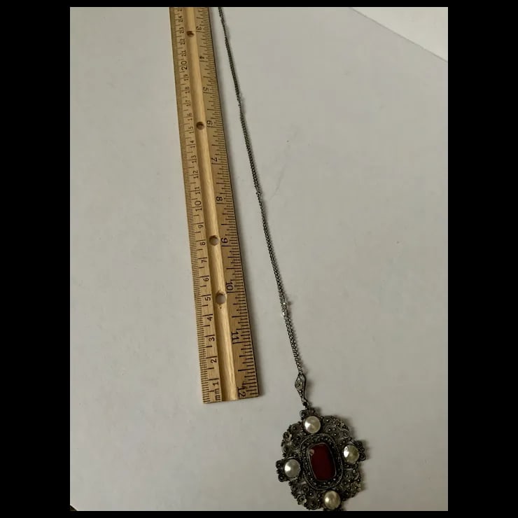 Late 19th Century Victorian Carnelian Sterling Mabe Pearl Necklace - 7