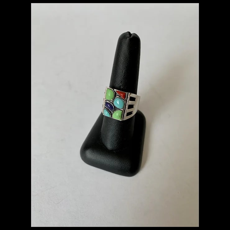 Late 20th Century Sterling and Howlite Ring, Size 8.25 - 2