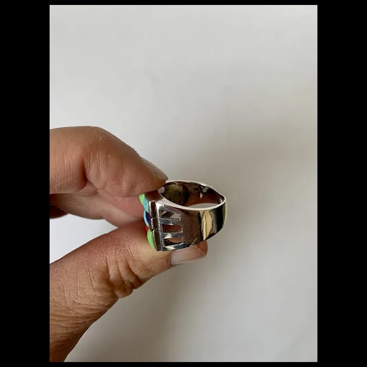 Late 20th Century Sterling and Howlite Ring, Size 8.25 - 5