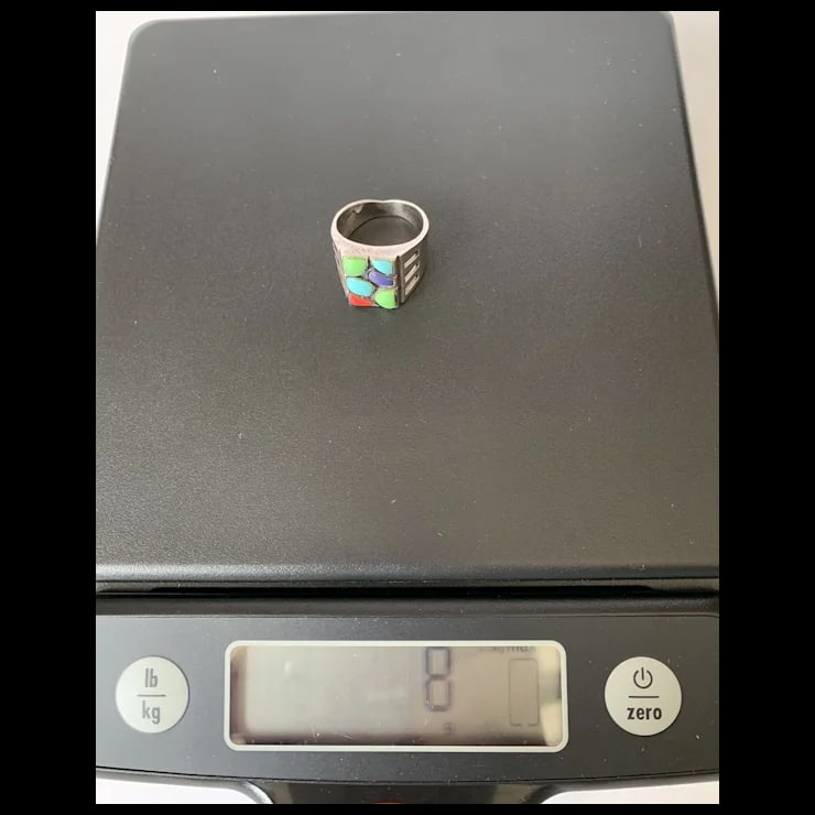Late 20th Century Sterling and Howlite Ring, Size 8.25 - 8