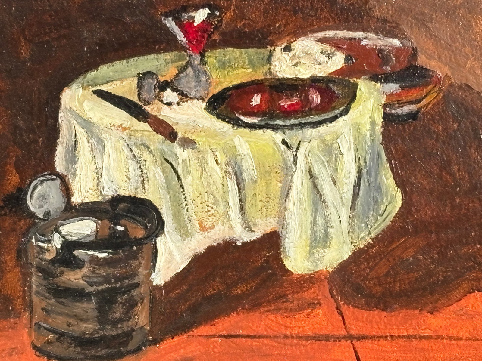 Charming Mid-20th C. American Original Oil on Board - Brooklyn, Nyc - 3