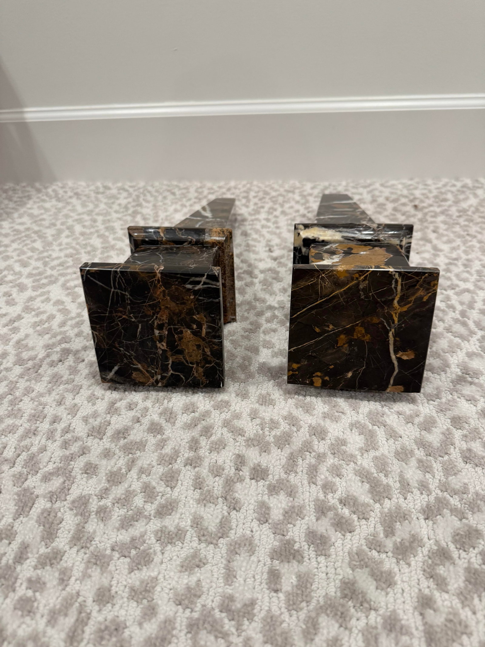 Timelsss Vintage Coffee and Caramel Colored Italian Portoro Nero Solid Marble Obelisks, Grand Tour S - 3