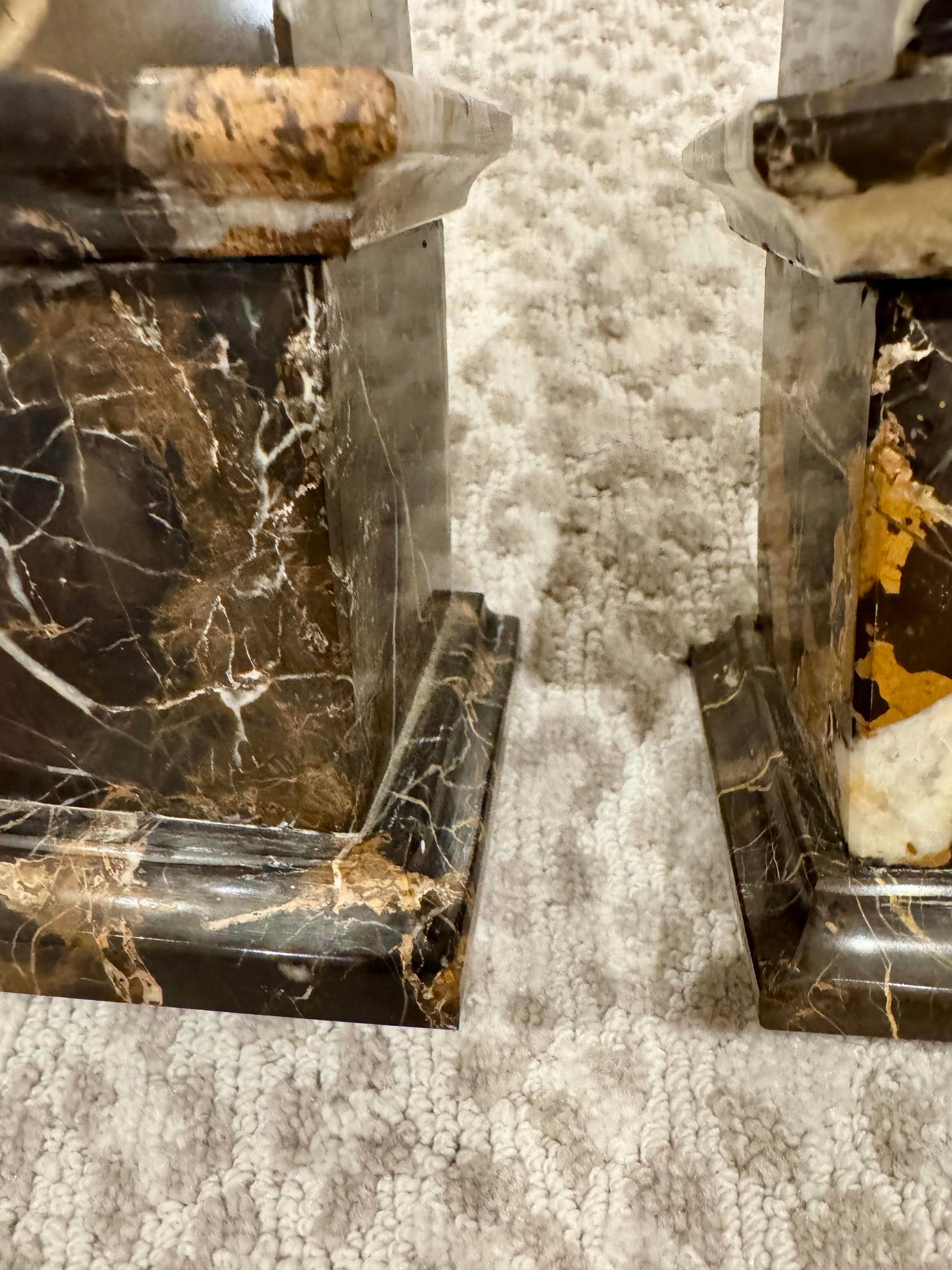 Timelsss Vintage Coffee and Caramel Colored Italian Portoro Nero Solid Marble Obelisks, Grand Tour S - 6