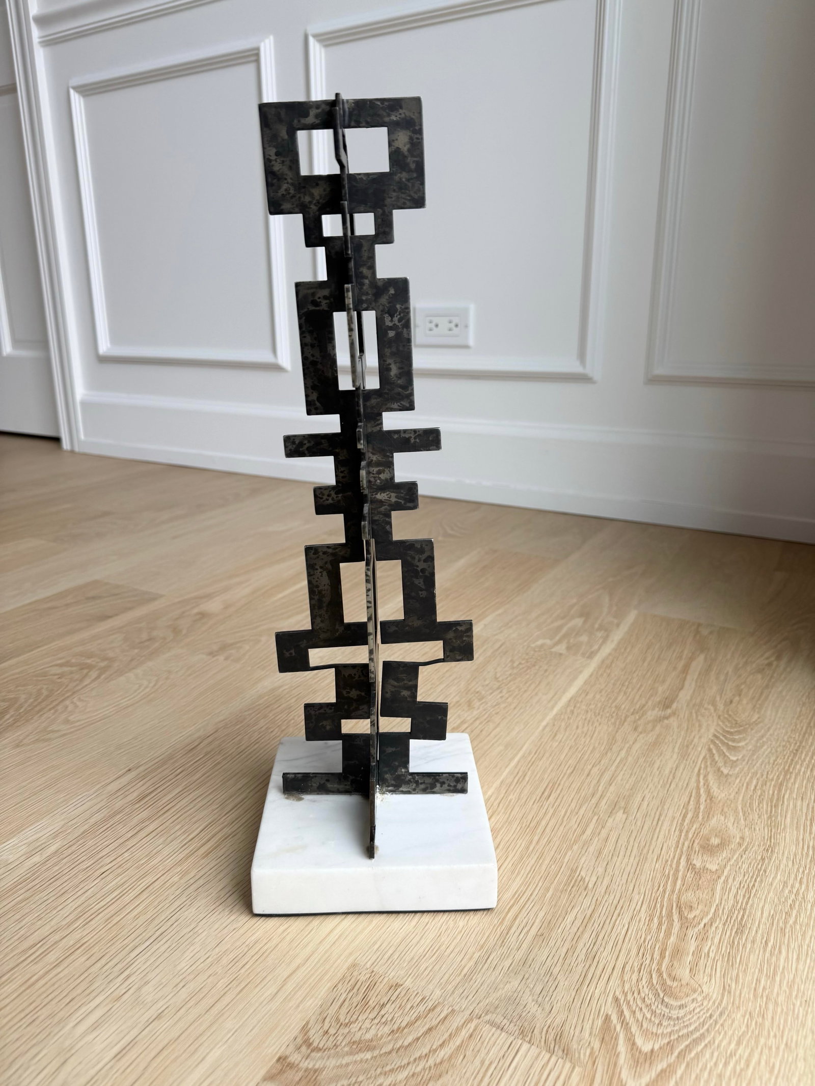 Mid-Century Brutalist Welded Steel & Marble Abstract Sculpture, Hand Made - 4