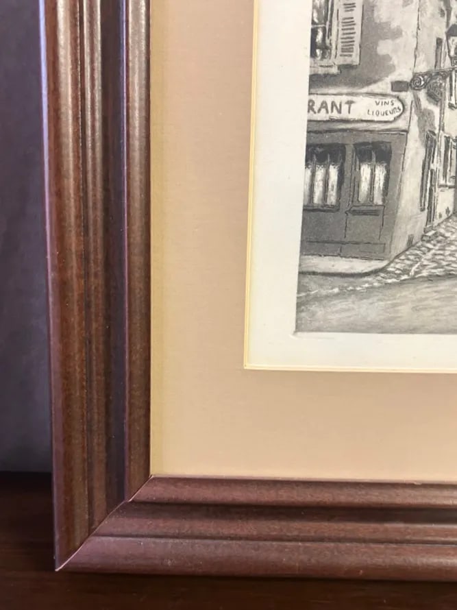 Pair of Vintage Signed Framed Etchings of Chartres Cathedral, Mid-Century - 12