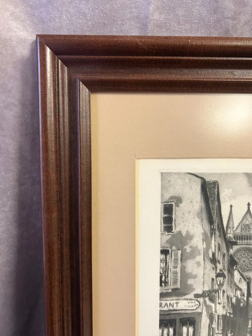 Pair of Vintage Signed Framed Etchings of Chartres Cathedral, Mid-Century - 14