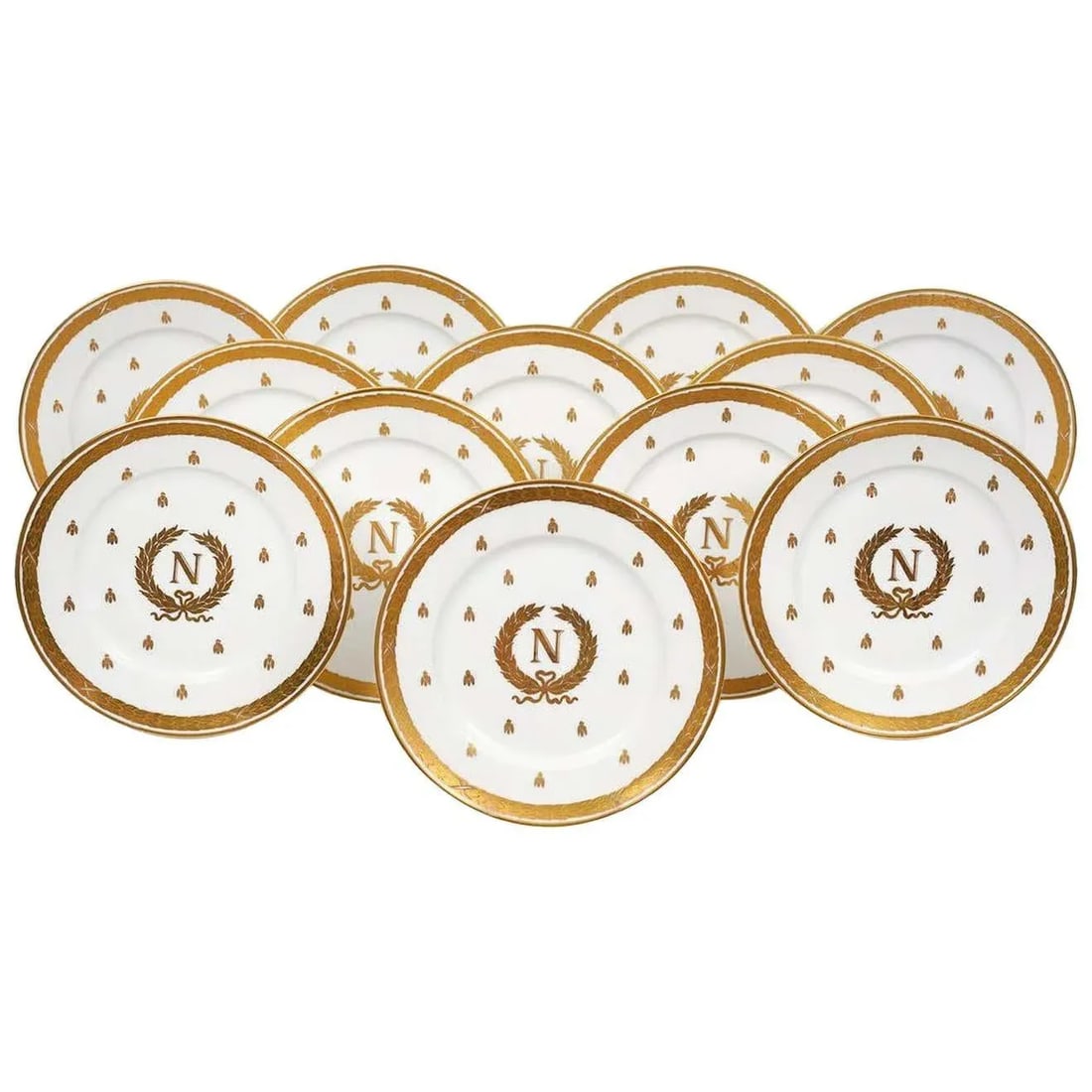 Early 20th Century Limoges Raised Gilt Enameled Napoleonic Plates, Circa 1900 - Set of 12 - 10