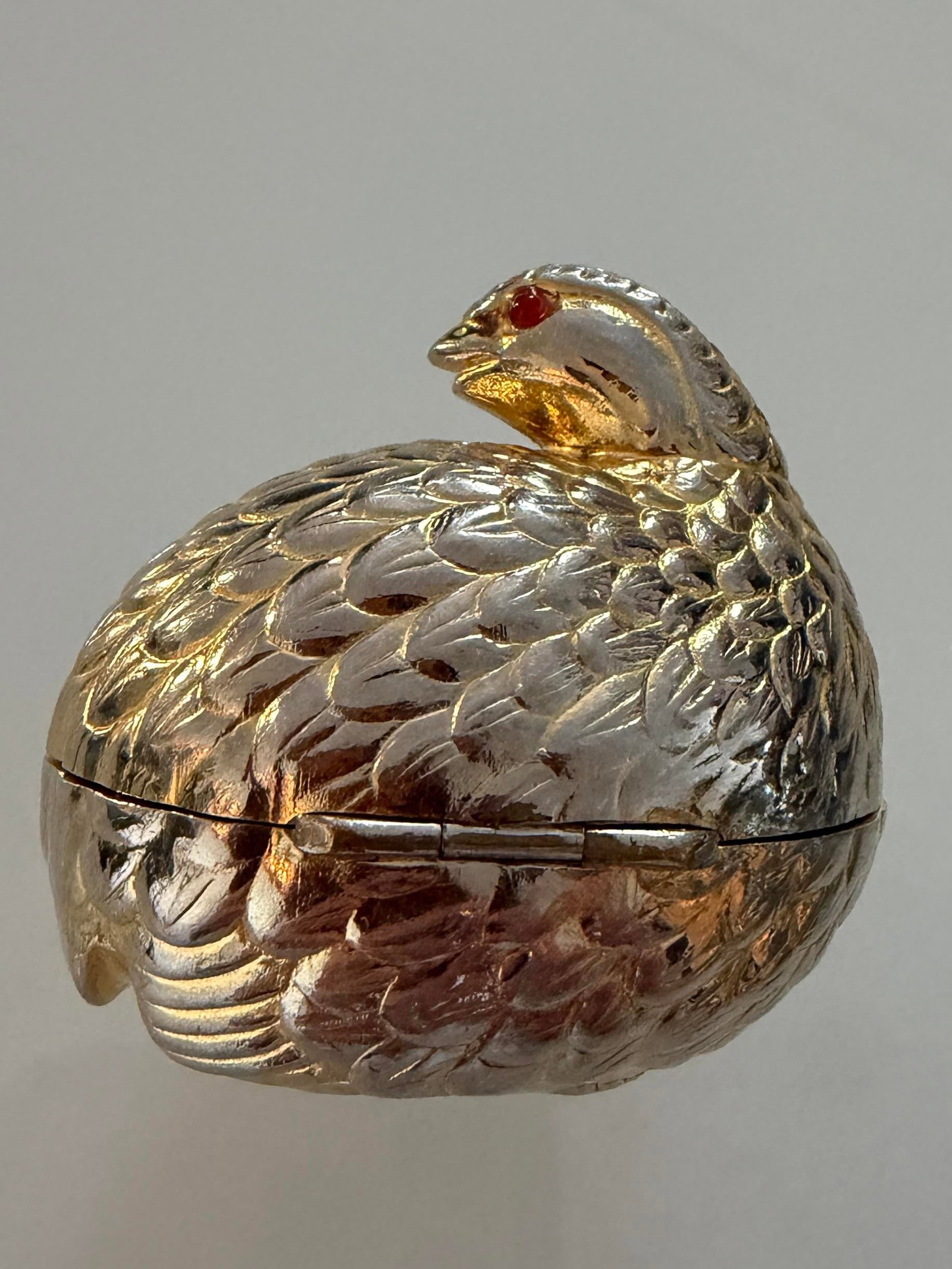 Signed Judith Leiber 1980's Resting Quail Pill Box - 10