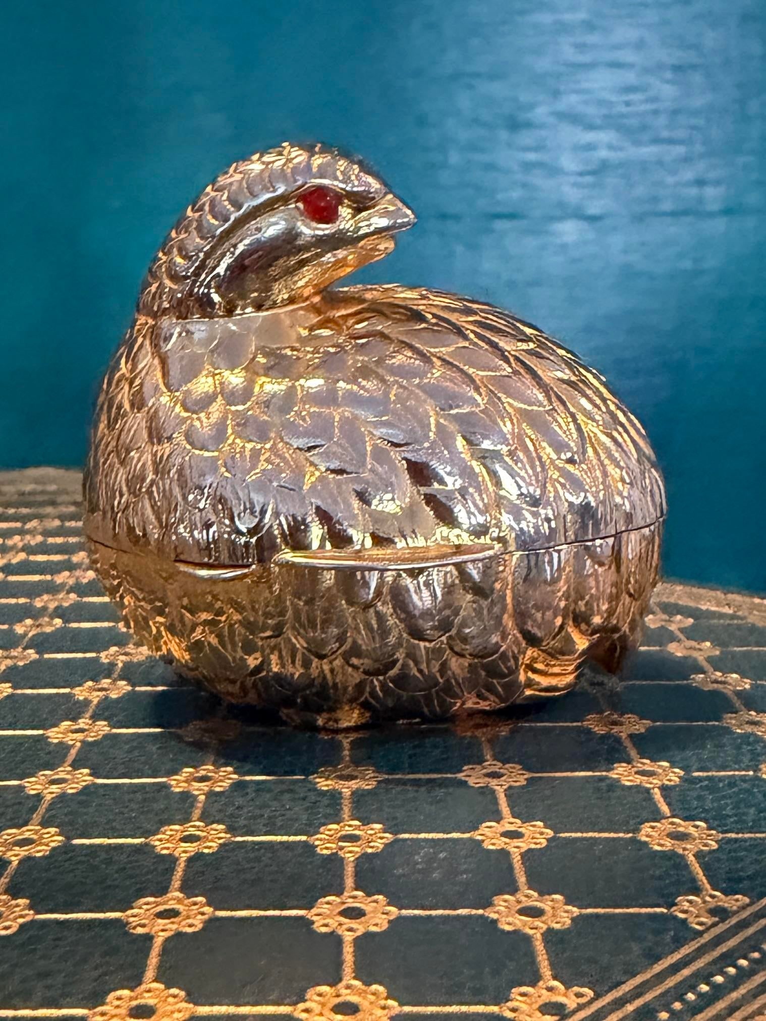 Signed Judith Leiber 1980's Resting Quail Pill Box - 12