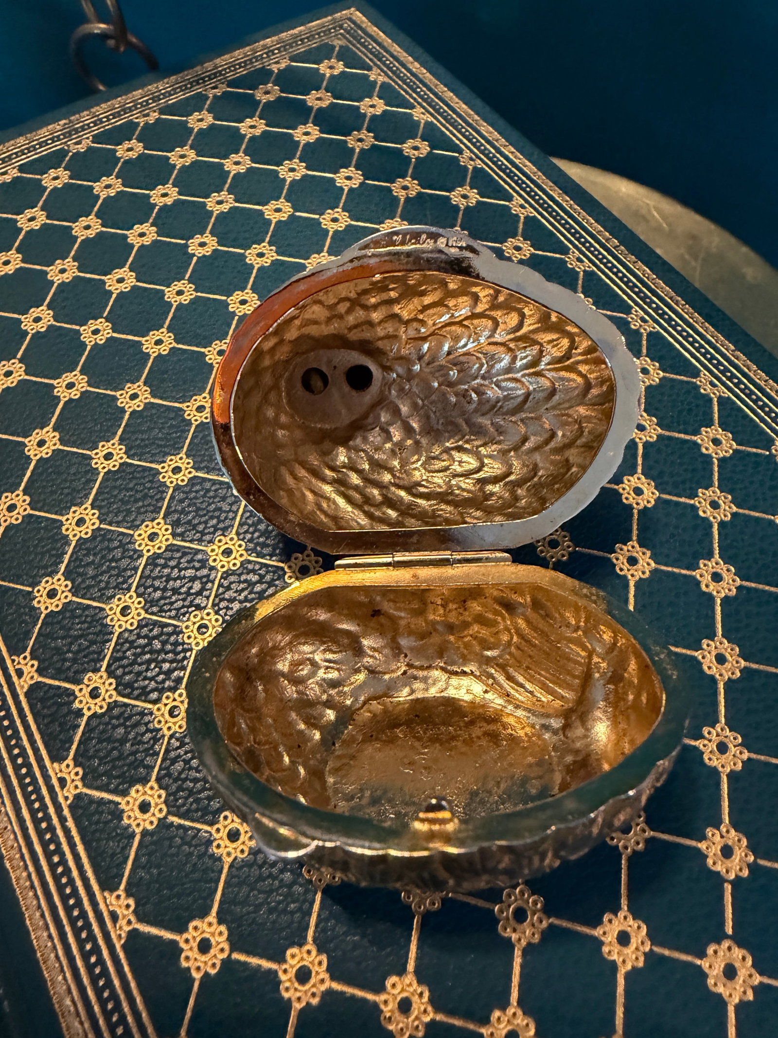 Signed Judith Leiber 1980's Resting Quail Pill Box - 4