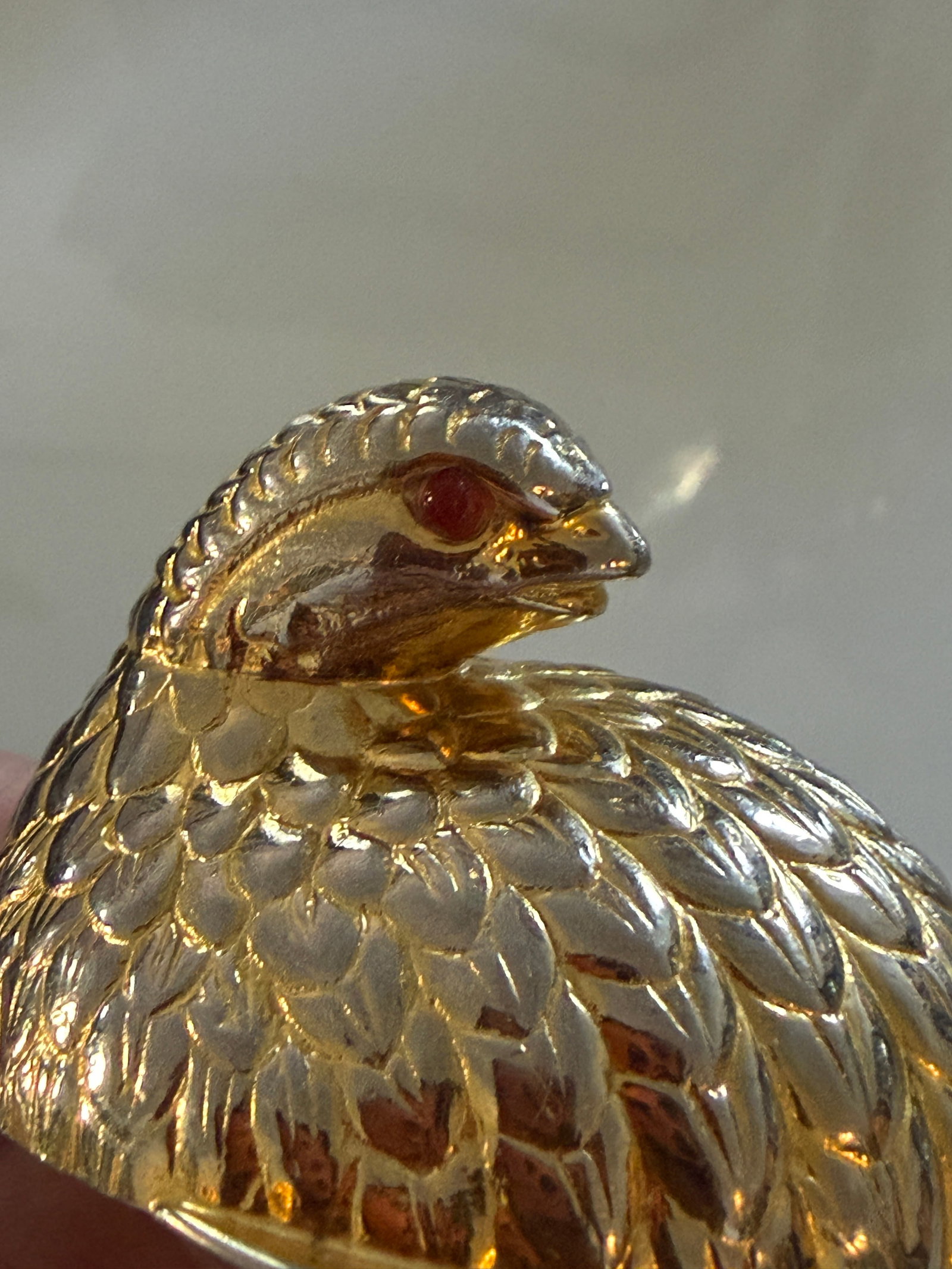 Signed Judith Leiber 1980's Resting Quail Pill Box - 5