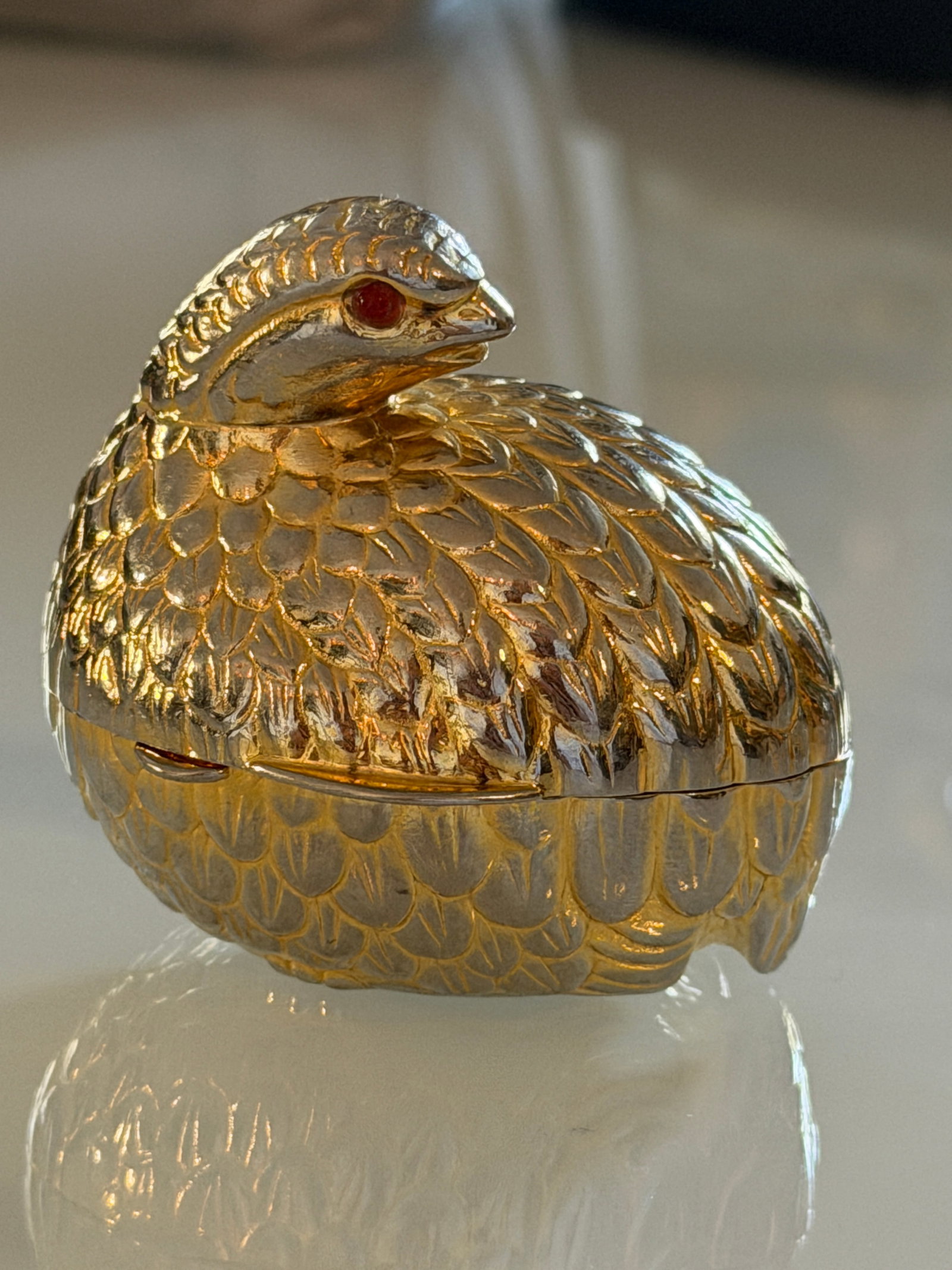 Signed Judith Leiber 1980's Resting Quail Pill Box - 6