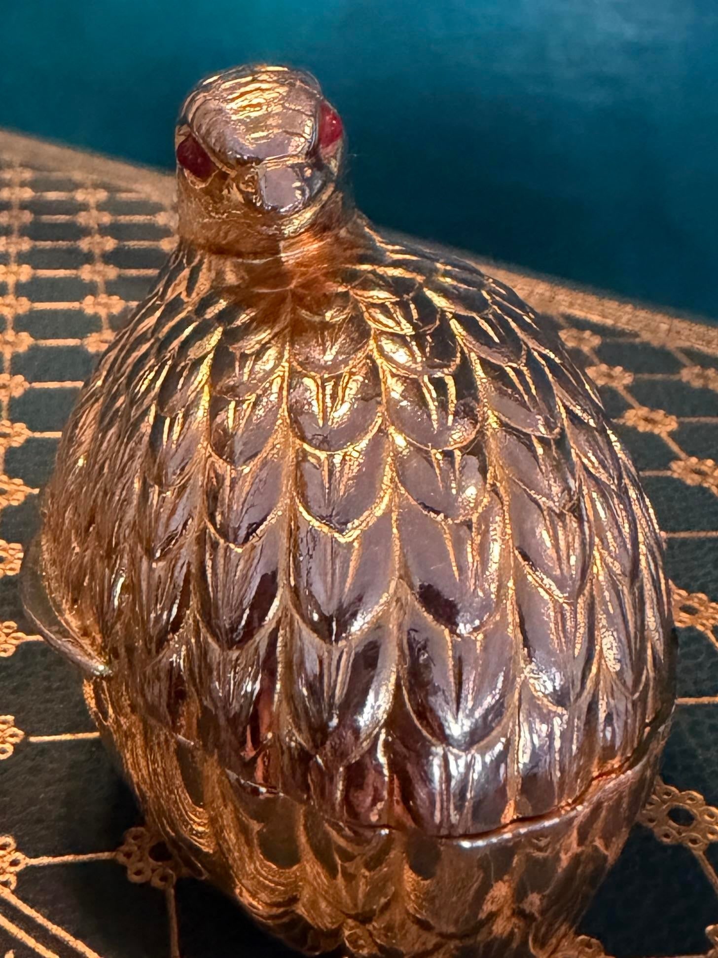 Signed Judith Leiber 1980's Resting Quail Pill Box - 8