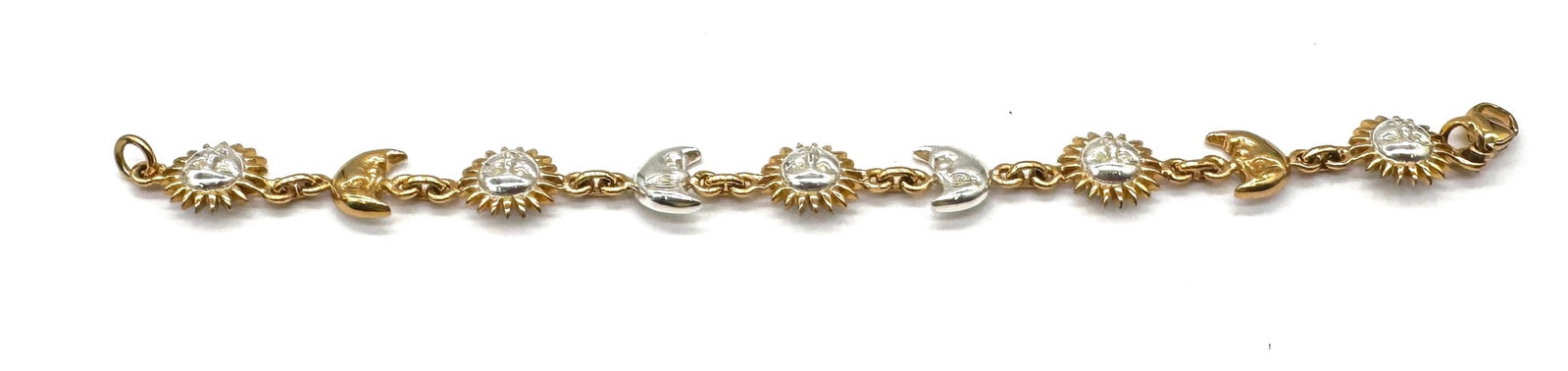 Signed Sergio Bustamante Sterling & Vermeil Sun & Moon Link Bracelet, 1990s - 16
