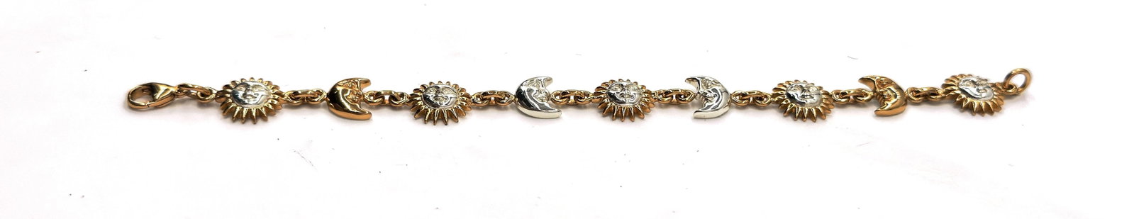 Signed Sergio Bustamante Sterling & Vermeil Sun & Moon Link Bracelet, 1990s - 6