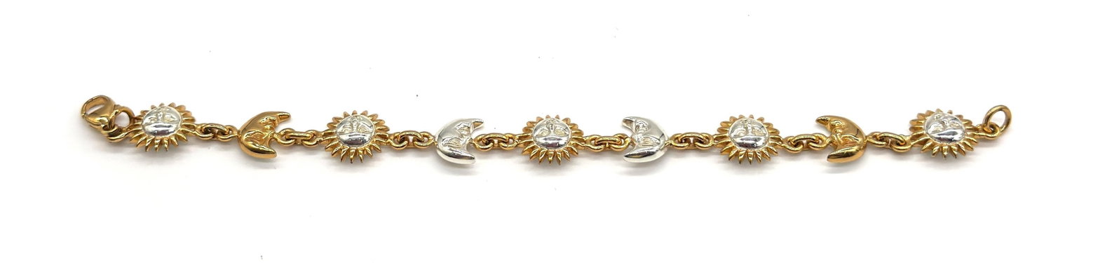 Signed Sergio Bustamante Sterling & Vermeil Sun & Moon Link Bracelet, 1990s - 8