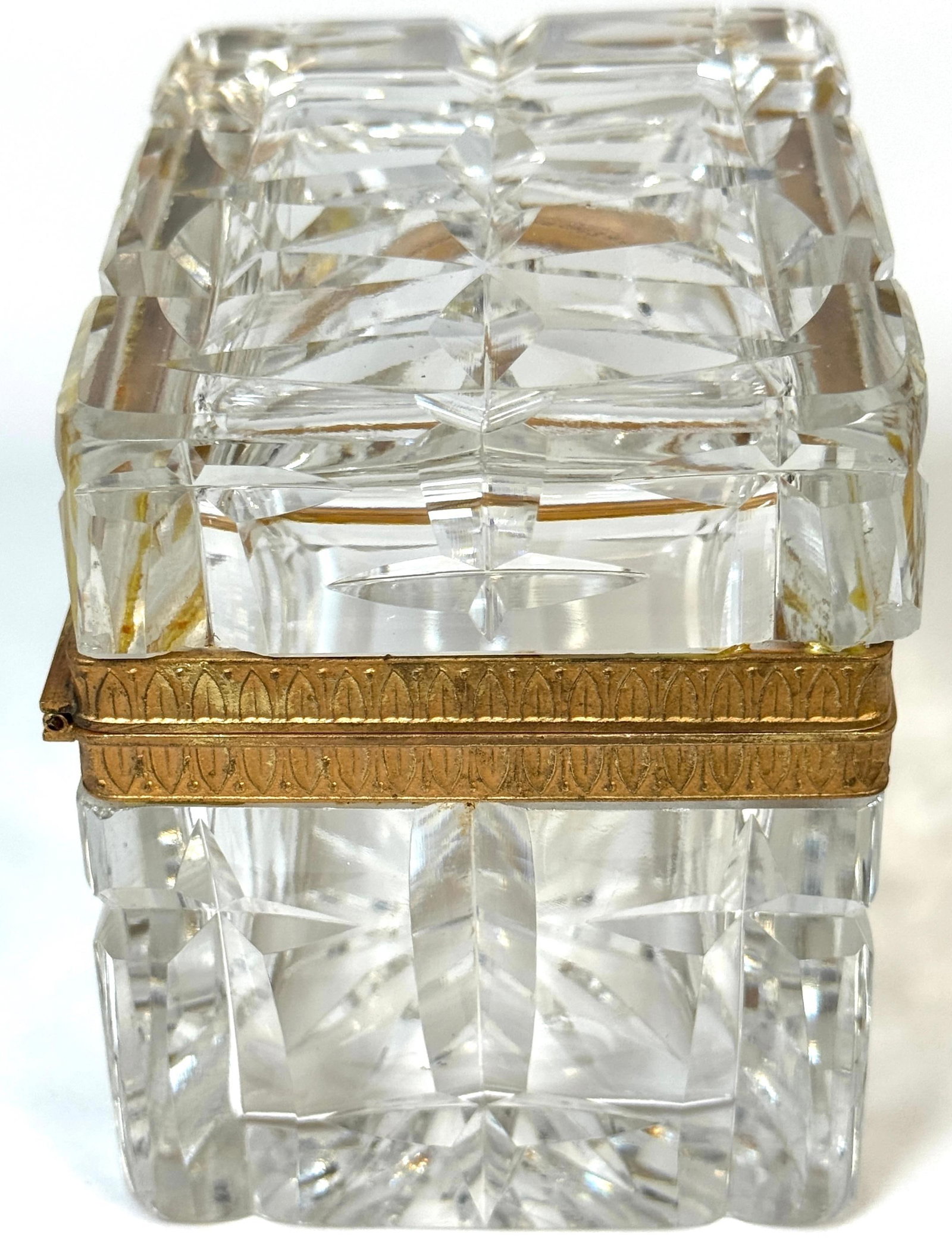 Charles X Style French Ormolu Optic Cut Crystal Box, Signed Lehmann France - 12