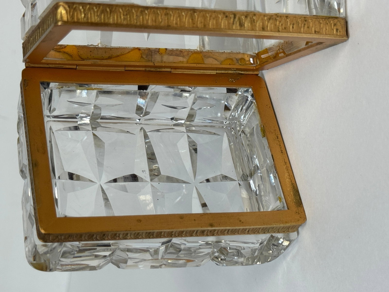 Charles X Style French Ormolu Optic Cut Crystal Box, Signed Lehmann France - 18