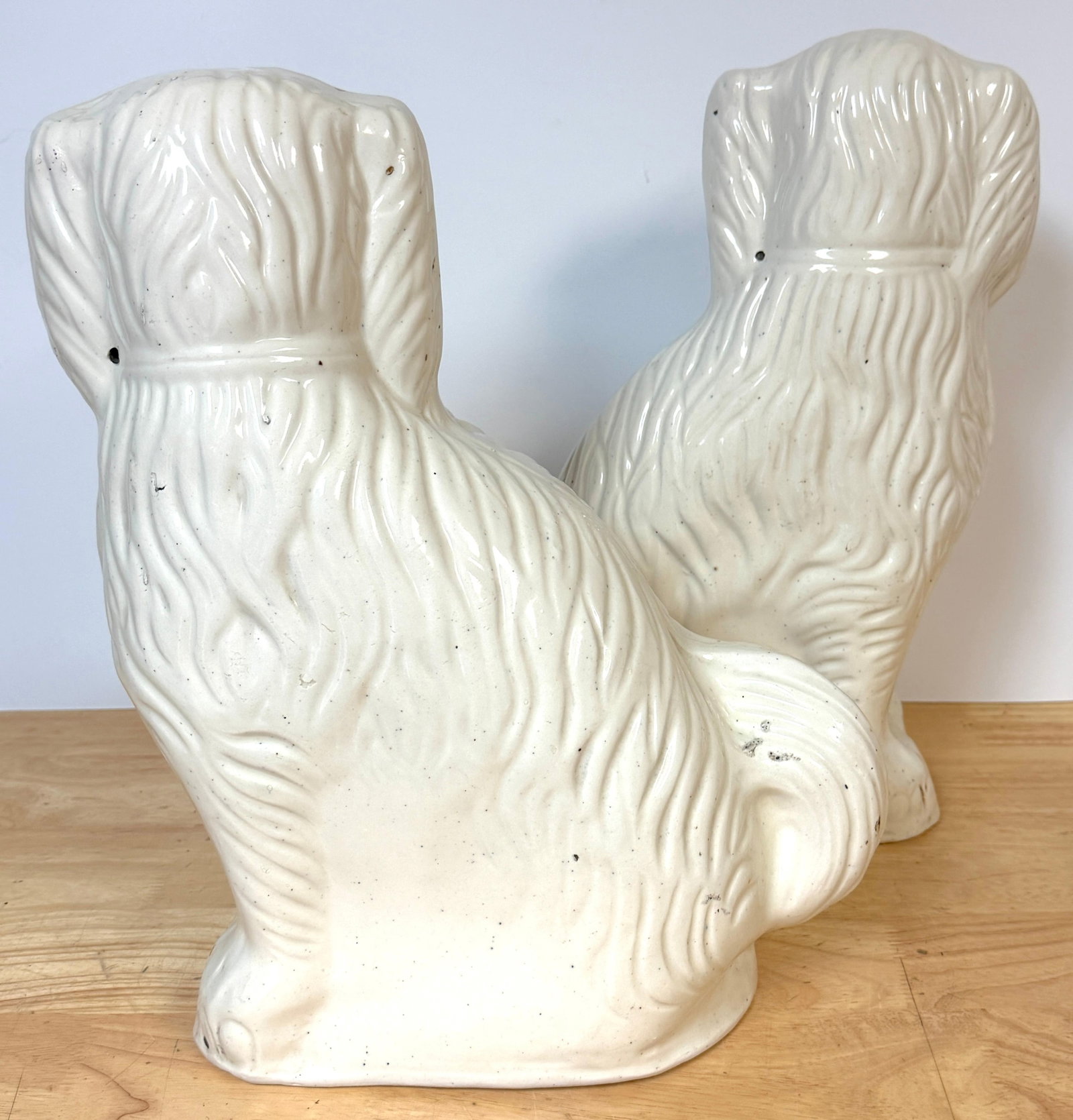 Large 19th C. English Staffordshire Pottery Spaniels, Great Scale & Expressions - 12