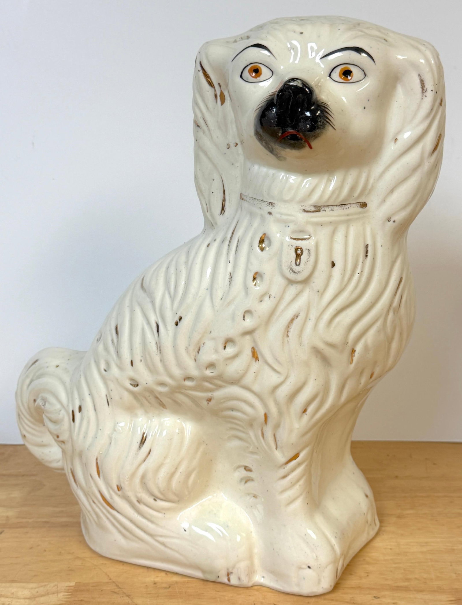 Large 19th C. English Staffordshire Pottery Spaniels, Great Scale & Expressions - 14