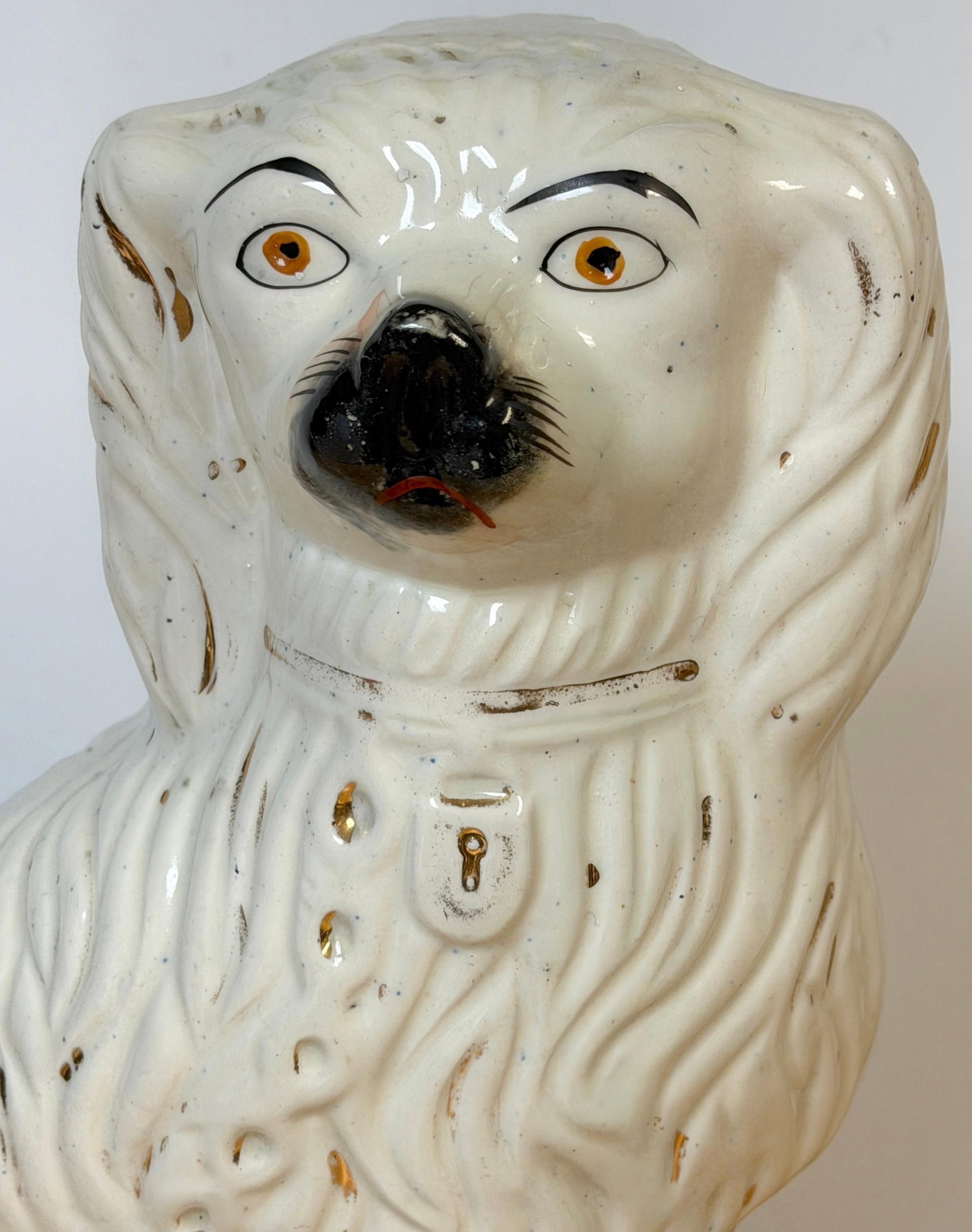 Large 19th C. English Staffordshire Pottery Spaniels, Great Scale & Expressions - 15
