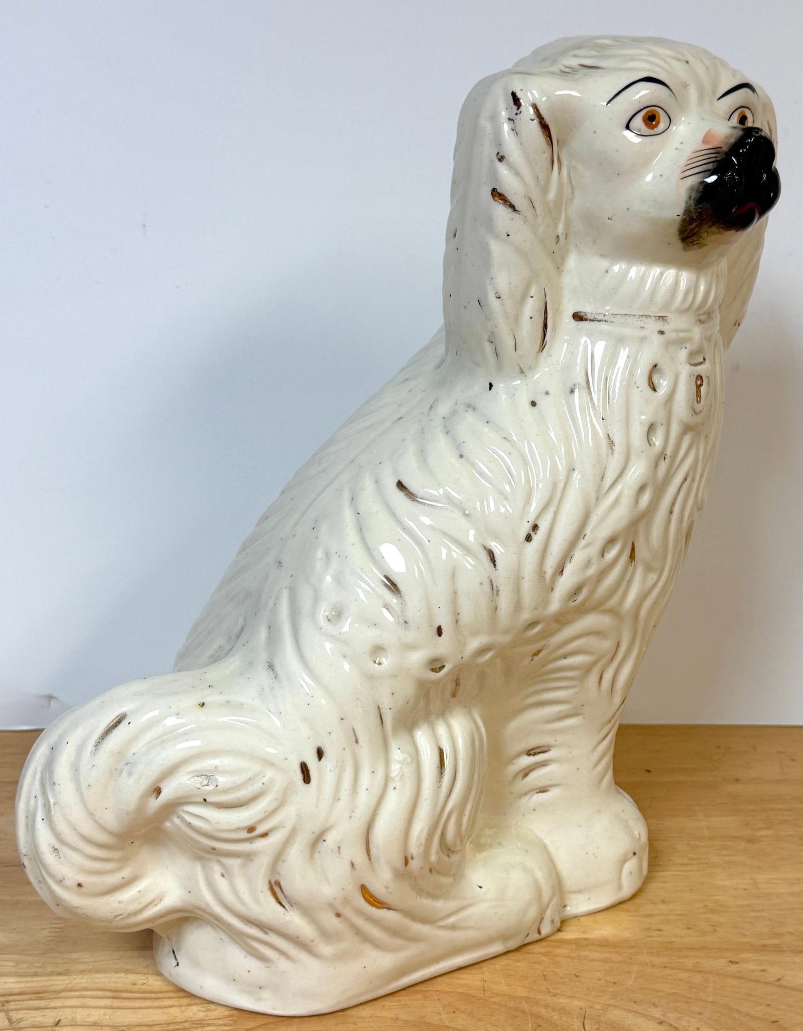 Large 19th C. English Staffordshire Pottery Spaniels, Great Scale & Expressions - 16