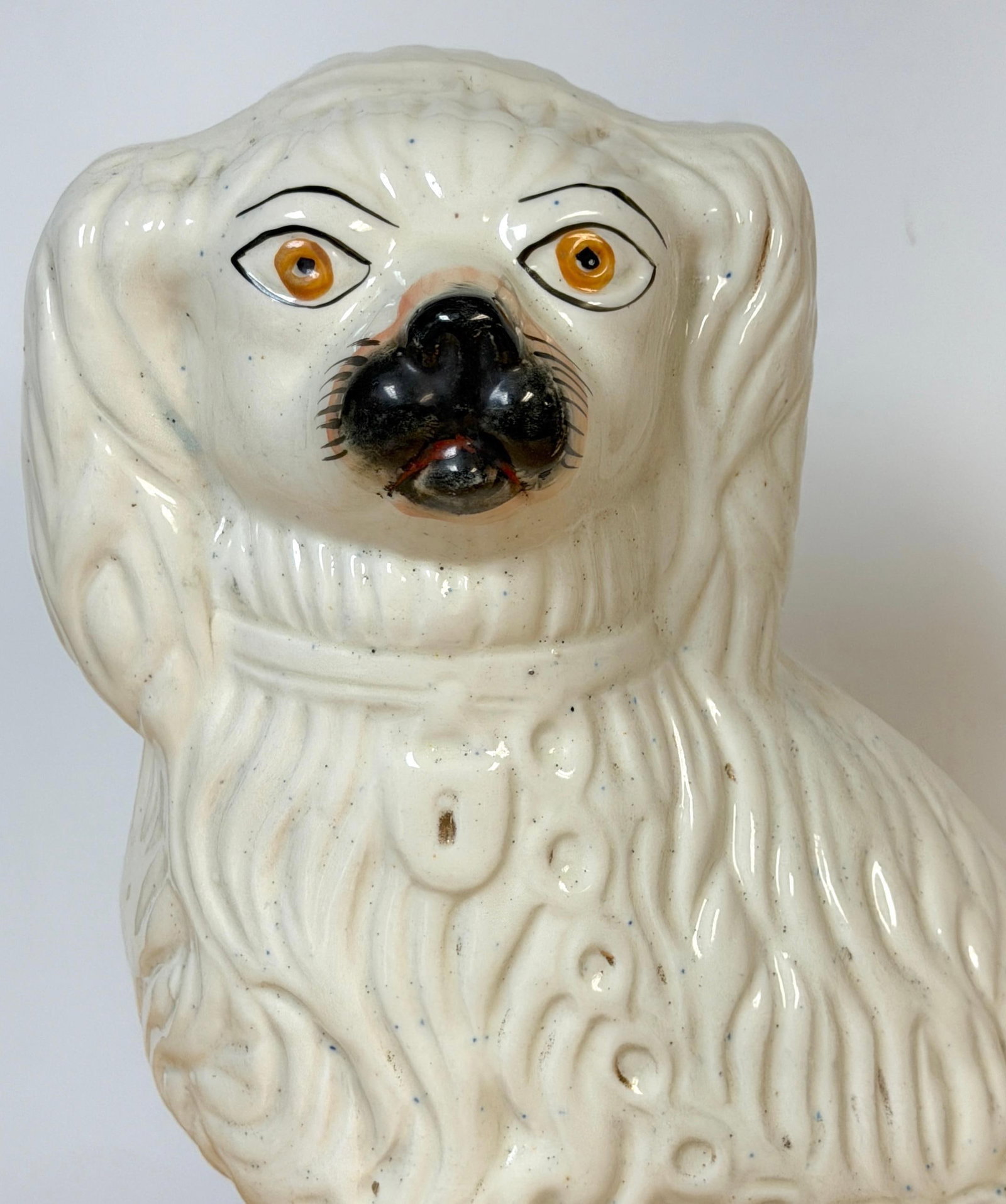 Large 19th C. English Staffordshire Pottery Spaniels, Great Scale & Expressions - 5