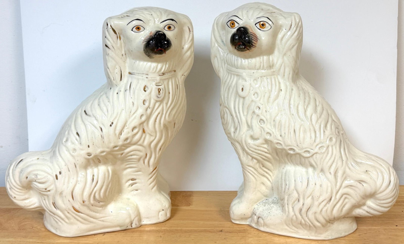 Large 19th C. English Staffordshire Pottery Spaniels, Great Scale & Expressions - 8