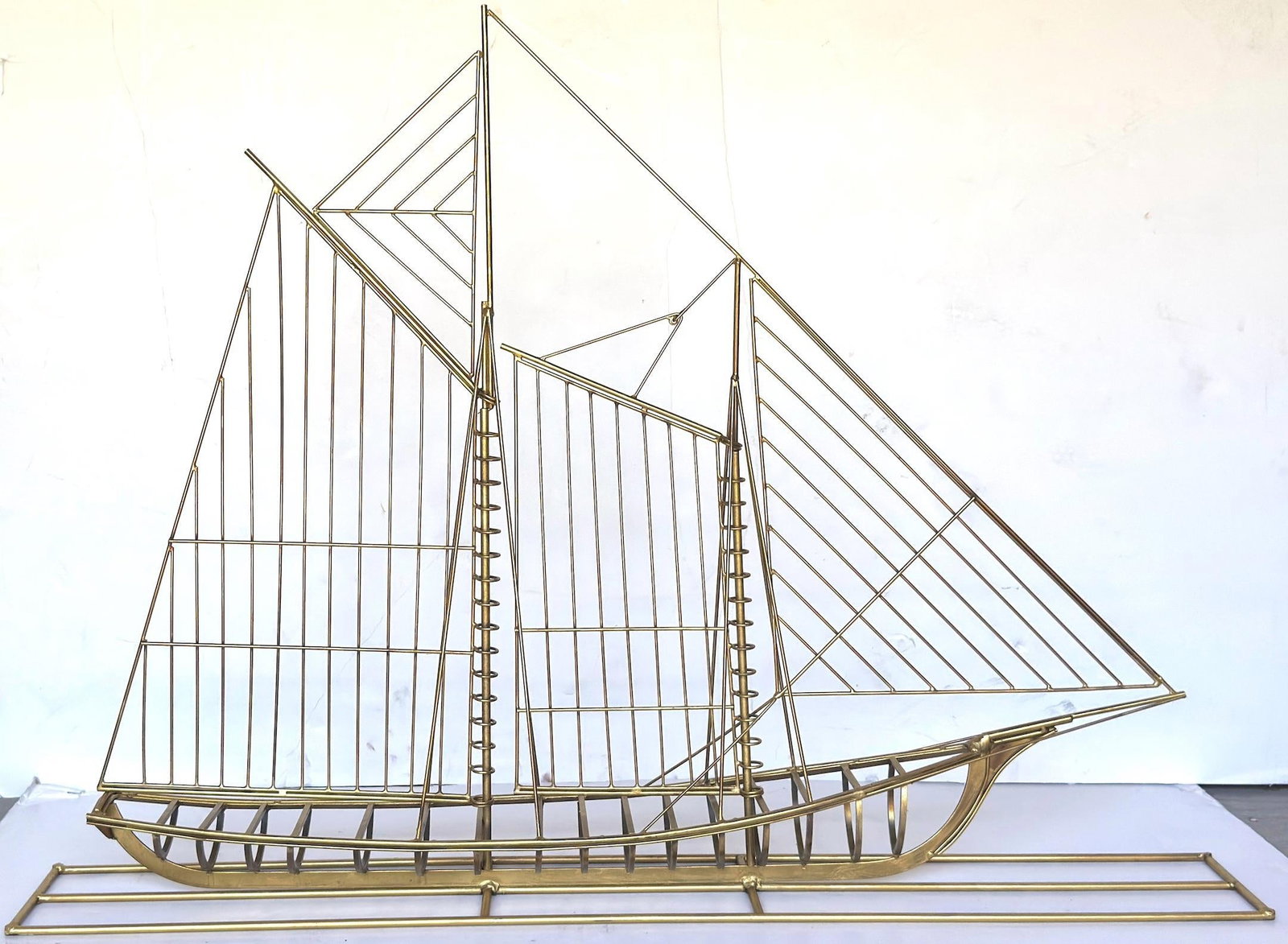 Monumental Curtis Jere Brass Sailboat Sculpture, Signed and Dated 1976 - 12