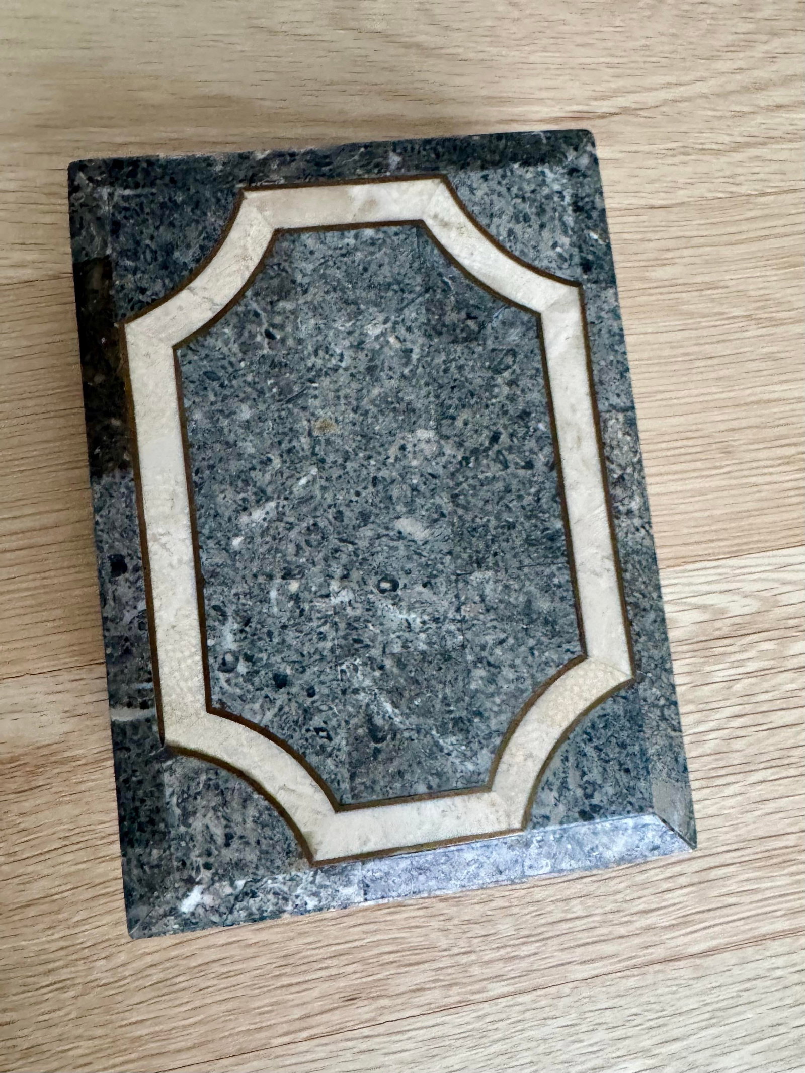 Vintage Maitland-Smith Marble & Brass Inlaid Trinket Box With Wood Interior, Rare Style - 5