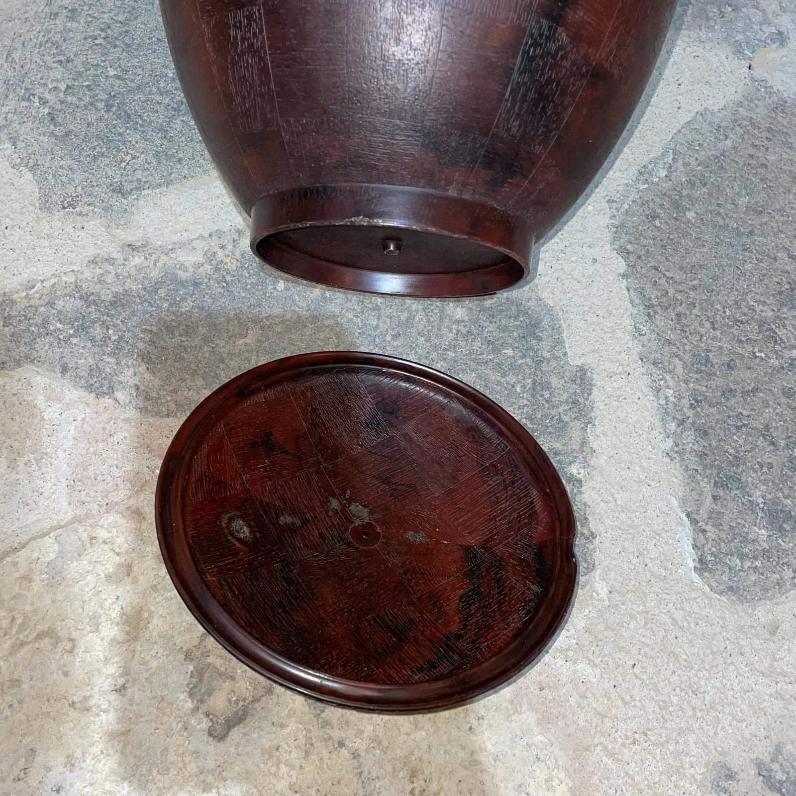 1950s Two-Tone Ice Bucket Faux Wood & Marble Mexico - 10