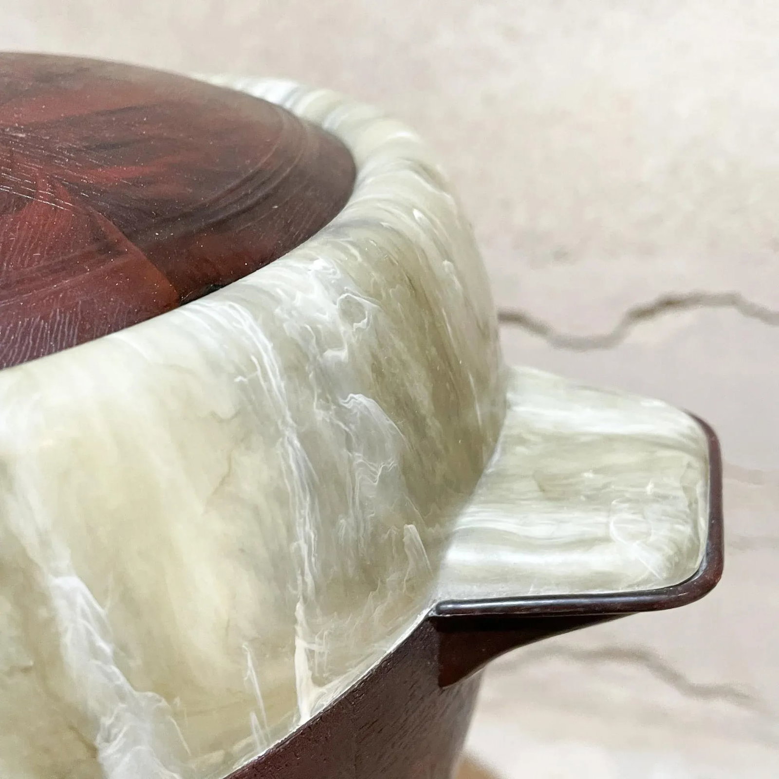 1950s Two-Tone Ice Bucket Faux Wood & Marble Mexico - 2