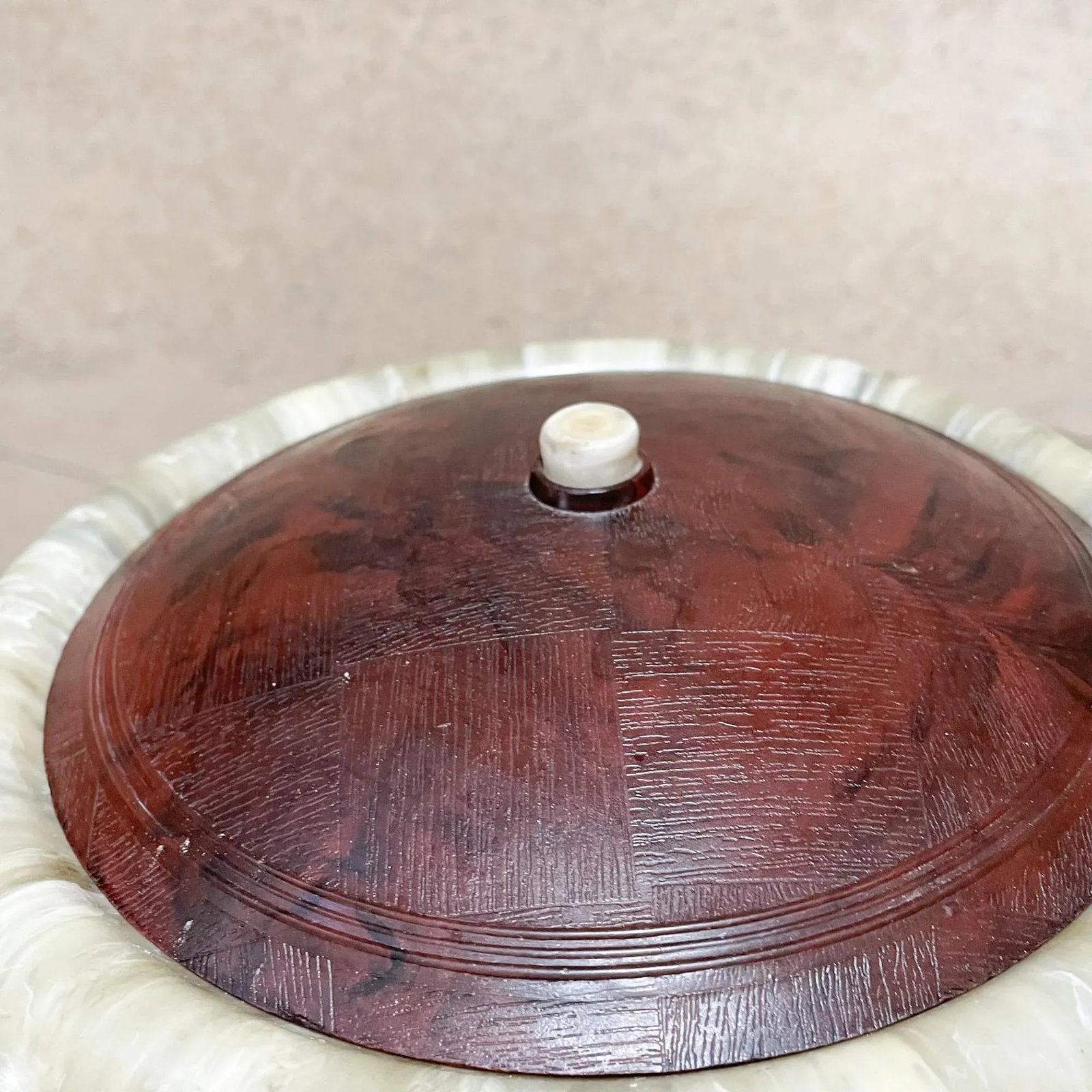 1950s Two-Tone Ice Bucket Faux Wood & Marble Mexico - 3