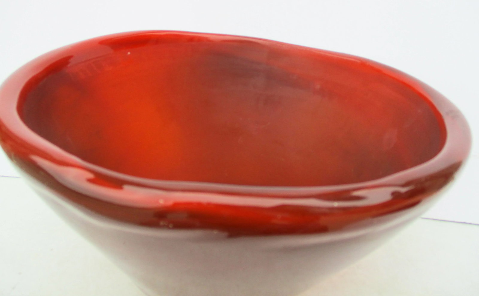 Amber Glass Freeform Poured Bowl - 3