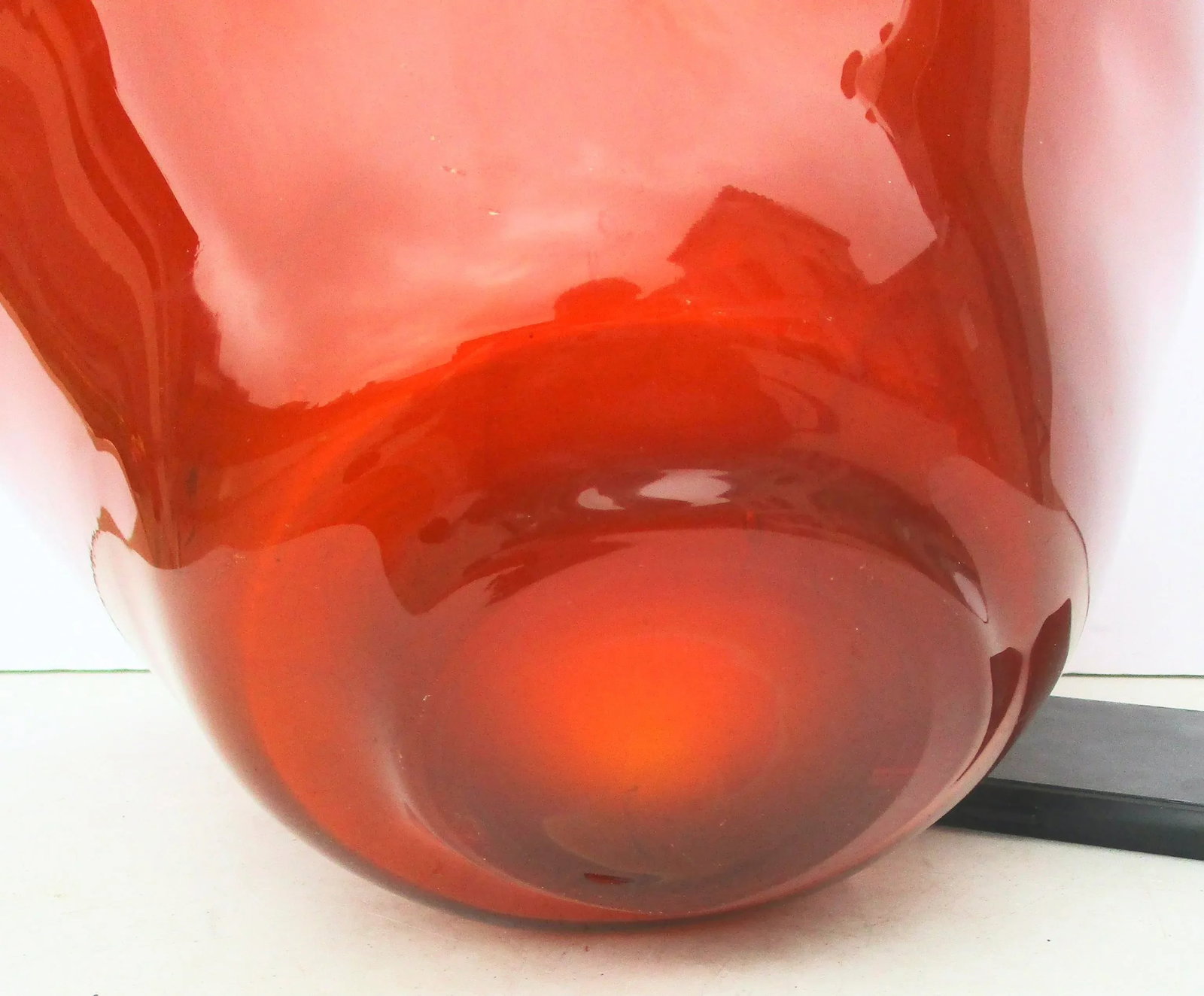 Amber Glass Freeform Poured Bowl - 7