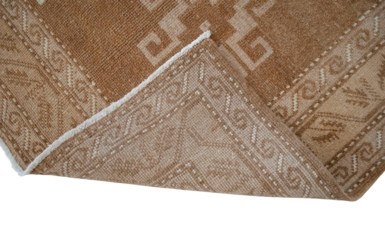 VIintage Turkish Rug - Natural Sheep Wool Hand-Knotted Undyed Beige Tan - 6'2 X 11'3 - 10