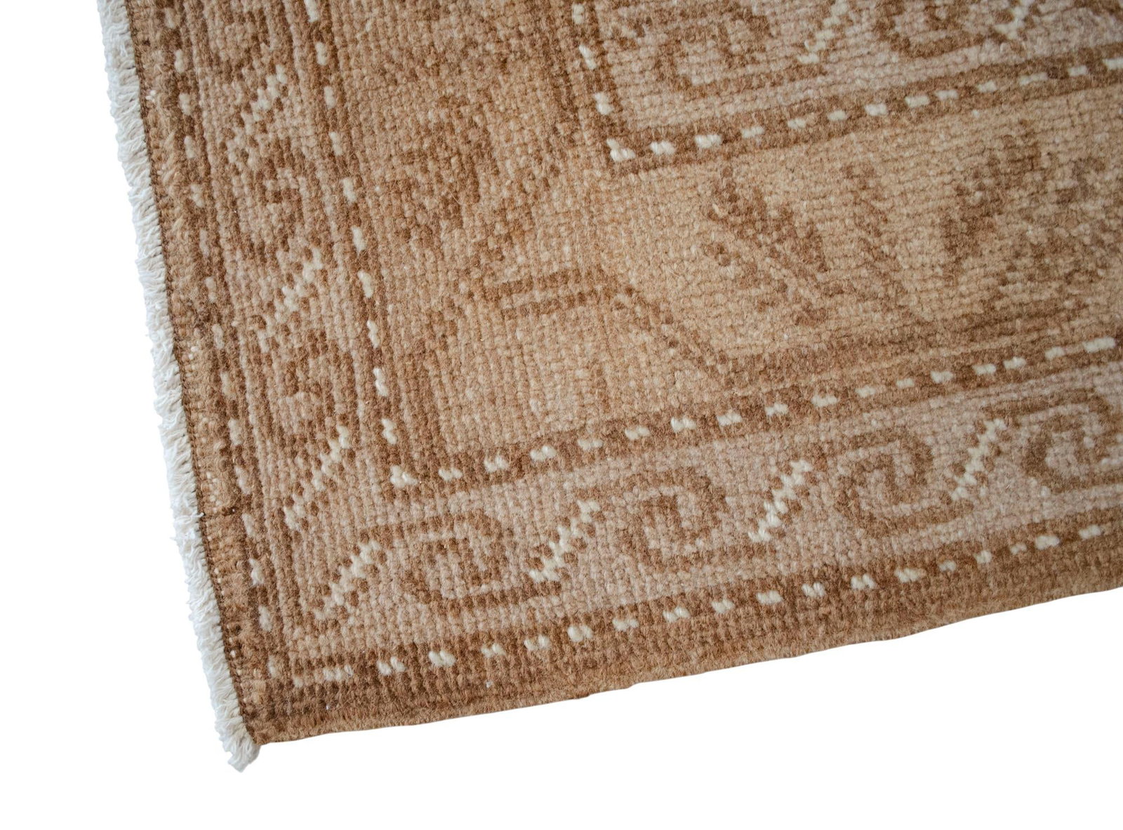 VIintage Turkish Rug - Natural Sheep Wool Hand-Knotted Undyed Beige Tan - 6'2 X 11'3 - 11