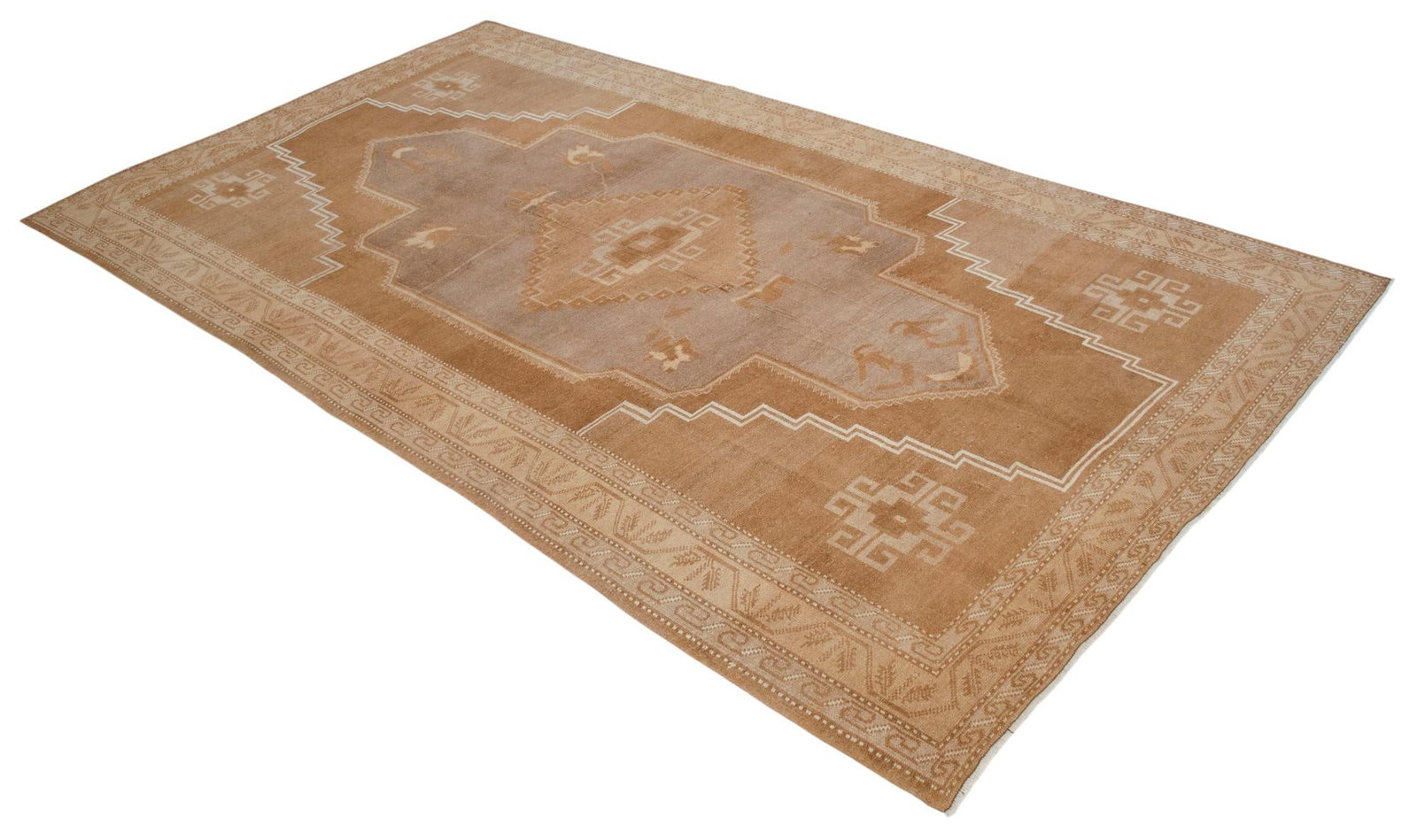 VIintage Turkish Rug - Natural Sheep Wool Hand-Knotted Undyed Beige Tan - 6'2 X 11'3 - 4